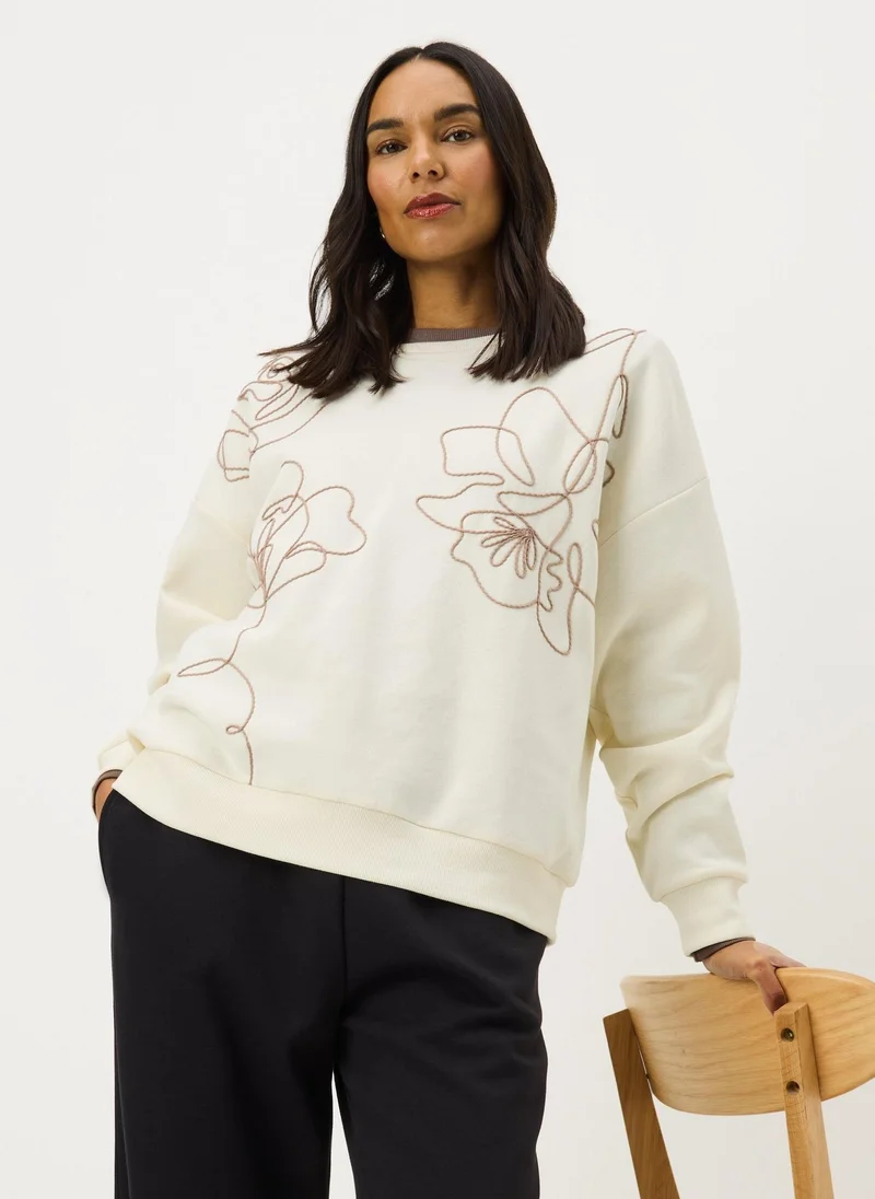 Matalan Cream Contrast Floral Sweatshirt